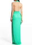 SHO BY TADASHI SHOJI Sasha Sequin Halter Gown with Front Slit  Lime - Size 6