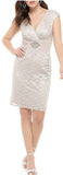 JESSICA HOWARD Ruched Waist Glitter Lace V-Neck Sleeveless Sheath Dress - Size 10