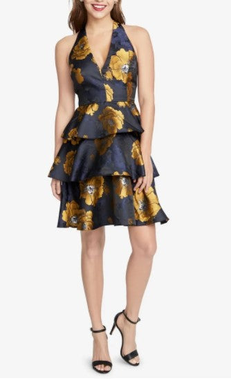 RACHEL ROY Gold Sleeveless Above The Knee Fit + Flare Dress - Size 2