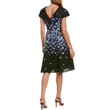 RICKIE FREEMAN FOR TERI JON Roll-Neck Cap-Sleeve Flower-Patterned Jacquard Dress - Size 6