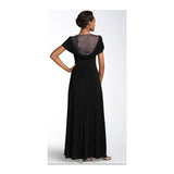 PATRA Drape Neck Gown with Beaded Illusion Mesh - Size 8