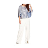 Adrianna Papell Cape Sleeve Pleated Waist Foiled Jersey Top - Size 12