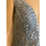 GIANNI BINI Jewel Bodice V Neck Sleeveless Dress Silver - Size 3