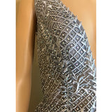 GIANNI BINI Jewel Bodice V Neck Sleeveless Dress Silver - Size 1