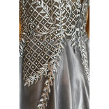 GIANNI BINI Jewel Bodice V Neck Sleeveless Dress Silver - Size 5