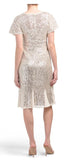 R&M RICHARDS - Petite V-neck Sequin Dress with Flutter Sleeve - Size 8P