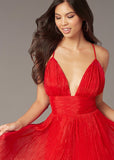PROMGIRL - Short Chiffon Open-Back Red Homecoming Dress