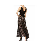 SNLY - Black/blush Rhinestone-brooch Lace-contrast Gown Dress