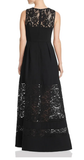 AIDAN BY AIDAN MATTOX - Lace Inset Semi Sheer Crepe Sleeveless Gown - Size 6