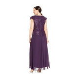 PATRA Sequined Bodice Pleated Ball Evening Gown Purple - Size 8