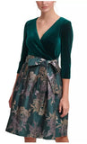 JESSICA HOWARD - Velvet & Jacquard Fit & Flare Dress - Size 8
