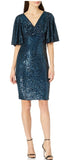 NIGHTWAY - Women's Sleeveless Sequined Cocktail Dress, Peacock - Size 8P