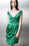 KAY UNGER NEW YORK - Ruched Satin Cocktail Dress - Size 14