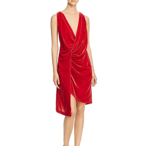 KENNETH COLE VELVET TWIST FRONT SLEEVELESS COCKTAIL DRESS Patriot Red - Size 4