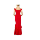 BETSY & ADAM Womens Red Cap Sleeve Full-Length Mermaid Evening Dress - Size 8