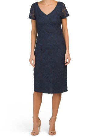 JS COLLECTIONS - Beaded Lace Sheath Dress - Size 4