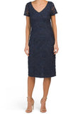 JS COLLECTIONS - Beaded Lace Sheath Dress - Size 4