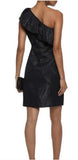 HALSTON - One Shoulder Ruffle Metallic Jacquard Mini Dress - Size 8