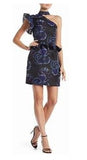 NICOLE MILLER Ruffle Sleeve One Shoulder Printed Dress - Size 8