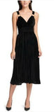 GUESS - Black Velvet V-Neck Pleated dress - Size 4