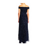 ADRIANNA PAPELL Women's Off The Shoulder Sequin Beaded Gown - Size 4