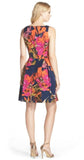 TRINA TURK - Hillary Floral Print Faille Fit & Flare Navy - Size 2