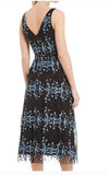 Gianni Bini Emily embroidered black and blue midi dress - Size 4