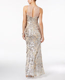 BETSY & ADAM Illusion-Back Sequined Gown - Size 2