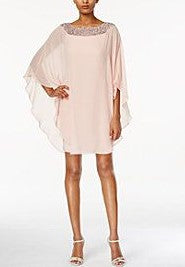 XSCAPE - Embellished Chiffon Cape-Overlay Dress - Size 4
