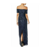 Adrianna Papell Off Shoulder Sequin Embroidery Column Gown - Size 2