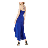 AIDAN BY AIDAN MATTOX Charmeuse Blue Asymmetric Midi Dress - Size 4