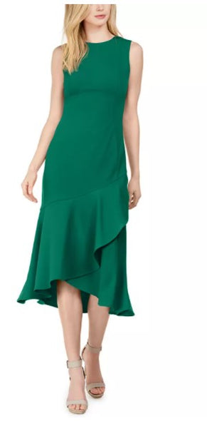 CALVIN KLEIN Flounce Midi Sheath Dress Meadou - Size 10
