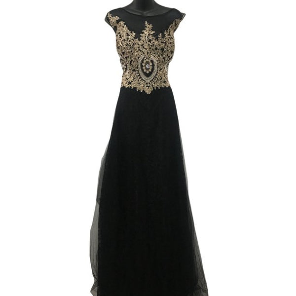 May Queen SEXY BACK INTEREST EVENING DRESS Black -Size XL