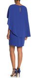 TRINA TURK - Adore Popover Cape Overlay Dress, Night Swimming Blue - Size 2