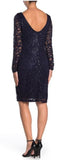 MARINA - Sequin Lace Long Sleeve Sheath Dress - Size XS
