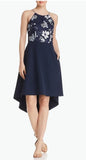AIDAN MATTOX - Women's Embroidered High-Low Evening Dress - Size 8