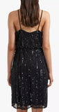 FRENCH CONNECTION - Aster Embroidered Sequin Detail Dress, Black Size 8