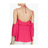 Olivaceous Womens Pink Drapey Cold Shoulder Halter Top - Size S