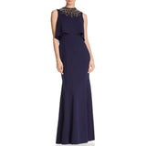Aidan Mattox Women's Crepe Embellished Sleeveless Halter Gown - Size 4
