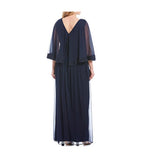 LE BOS Embroidered Lace Caplet Gown Navy - Size 12
