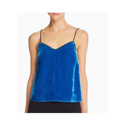 WAYF Womens Murphy Blue Velvet Sleeveless lining cami top - Size S