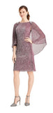 SLNY - Pink Short Sleeve Above the Knee Sheath Dress - Size 14