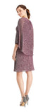 SLNY - Pink Short Sleeve Above the Knee Sheath Dress - Size 12