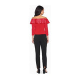 Adrianna Papell Off The Shoulder Ruffle Top With Three Quarter Sleeves - Size 4