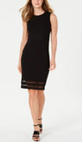 CALVIN KLEIN Black Sleeveless Knee Length Sheath Dress - Size 6