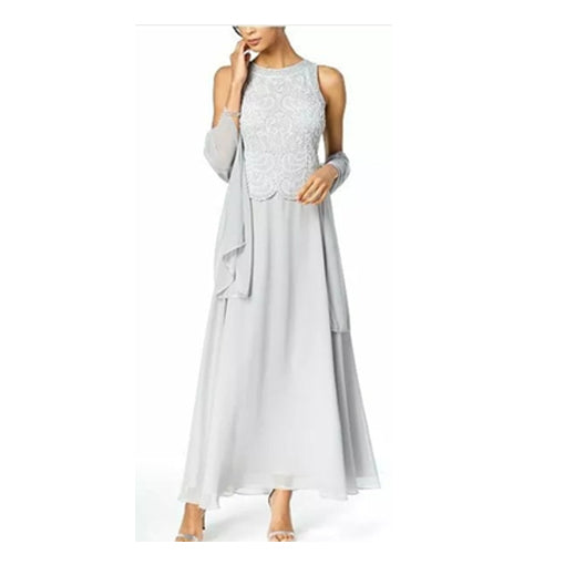 J Kara Beaded Gown With Shawl - Size 8