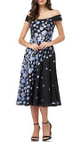 CARMEN MARC VALVO Infusion Off-the-Shoulder Floral Jacquard Fit-&-Flare Cocktail Dress - Size 8