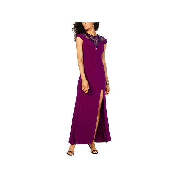 ADRIANNA PAPELL Womens Purple Maxi Sheath Formal Dress - Size 2