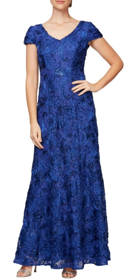 ALEX EVENINGS Embellished Lace Gown - Size 14