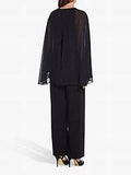 ADRIANNA PAPELL Long Cape Sleeve Jumpsuit, Black - Size 4
